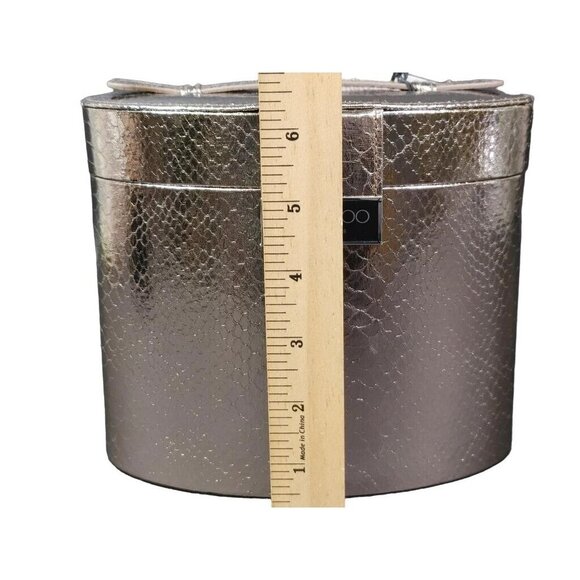 Jimmy Choo Metallic Bronze Snakeskin Cosmetics Vanity Case Lined and Felt Bottom - Picture 6 of 6